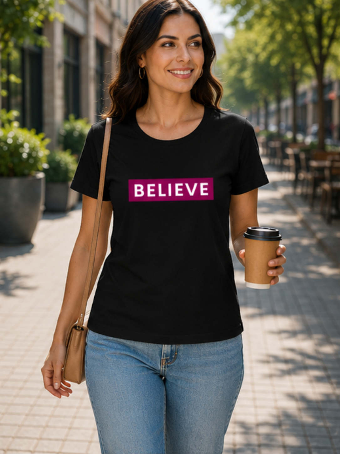 Believe Inspirational T-Shirt Design – Minimal Motivational Quote Tee for Women - Image 4