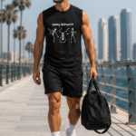 Happy Halloween Skeleton Men's Sleeveless T-Shirt | Premium Cotton Streetwear Tank Top - Black