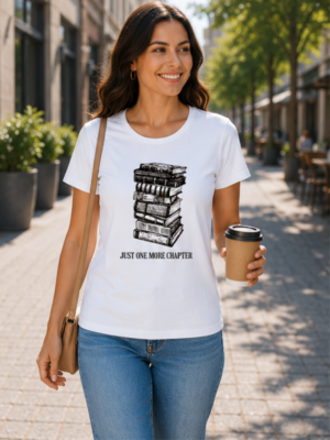 Just One More Chapter – Cute Book Lover T-Shirt for Readers