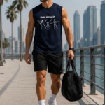Happy Halloween Skeleton Men's Sleeveless T-Shirt | Premium Cotton Streetwear Tank Top - Navy Blue