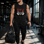 GYM MODE ON Men's Sleeveless T-Shirt | Premium Cotton Workout & Training Tank Top - Black