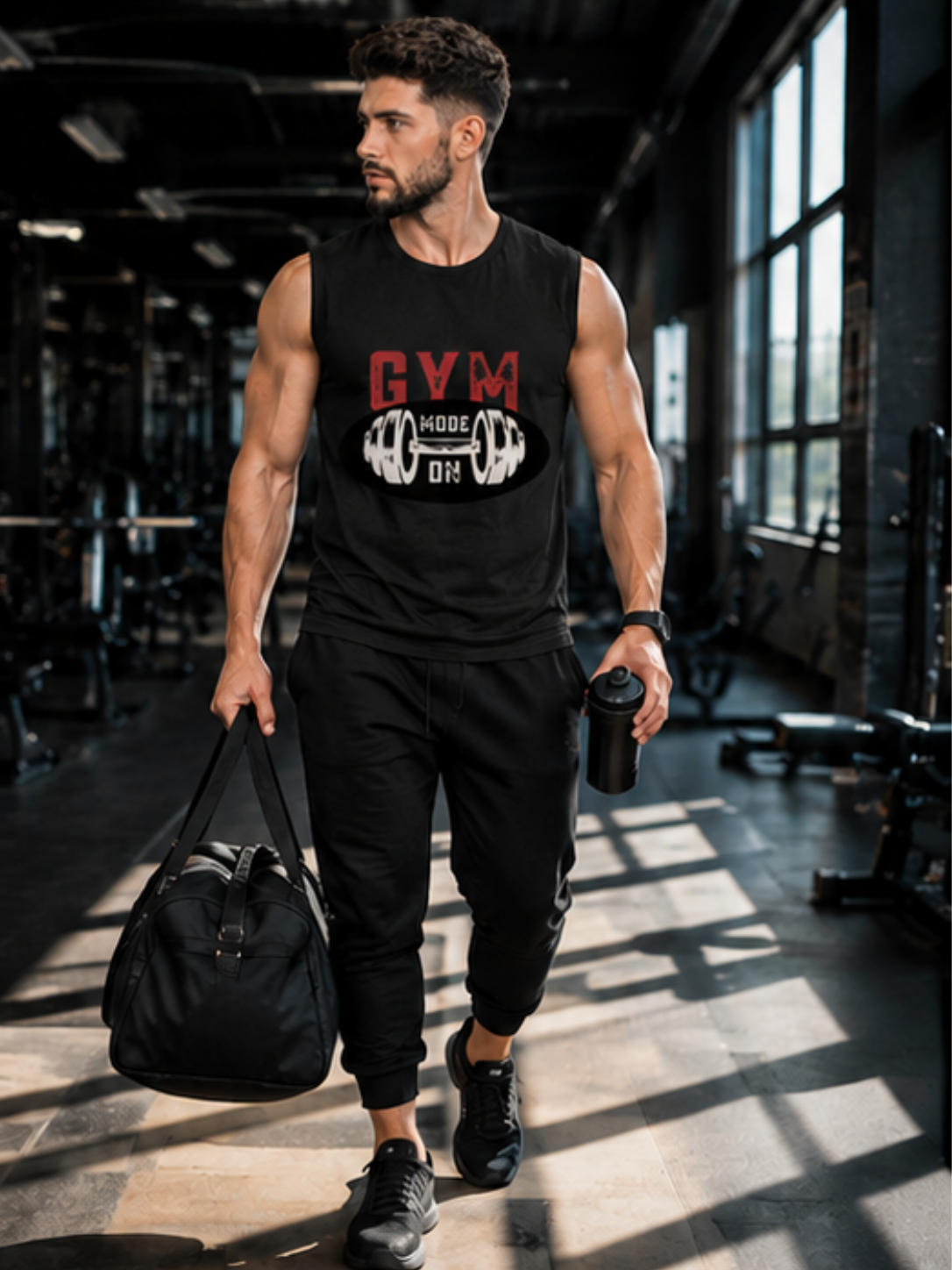 GYM MODE ON Men's Sleeveless T-Shirt | Premium Cotton Workout & Training Tank Top