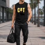 CAT Graphic Men's Sleeveless T-Shirt | Premium Cotton Streetwear & Lifestyle Tank Top - Black
