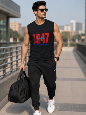 1947 INDIA Freedom Edition Men's Sleeveless T-Shirt | Premium Cotton Streetwear Tank Top