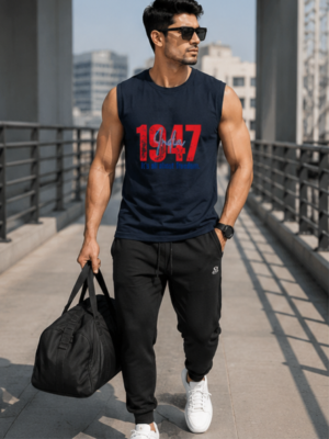 1947 INDIA Freedom Edition Men's Sleeveless T-Shirt | Premium Cotton Streetwear Tank Top