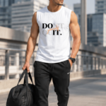 DON’T QUIT YOURSELF Men's Sleeveless T-Shirt | Premium Cotton Motivation & Fitness Tank Top - White