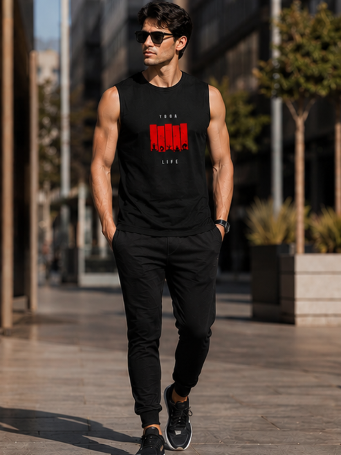 YOGA LIFE Men's Sleeveless T-Shirt | Premium Cotton Activewear & Lifestyle Tank Top