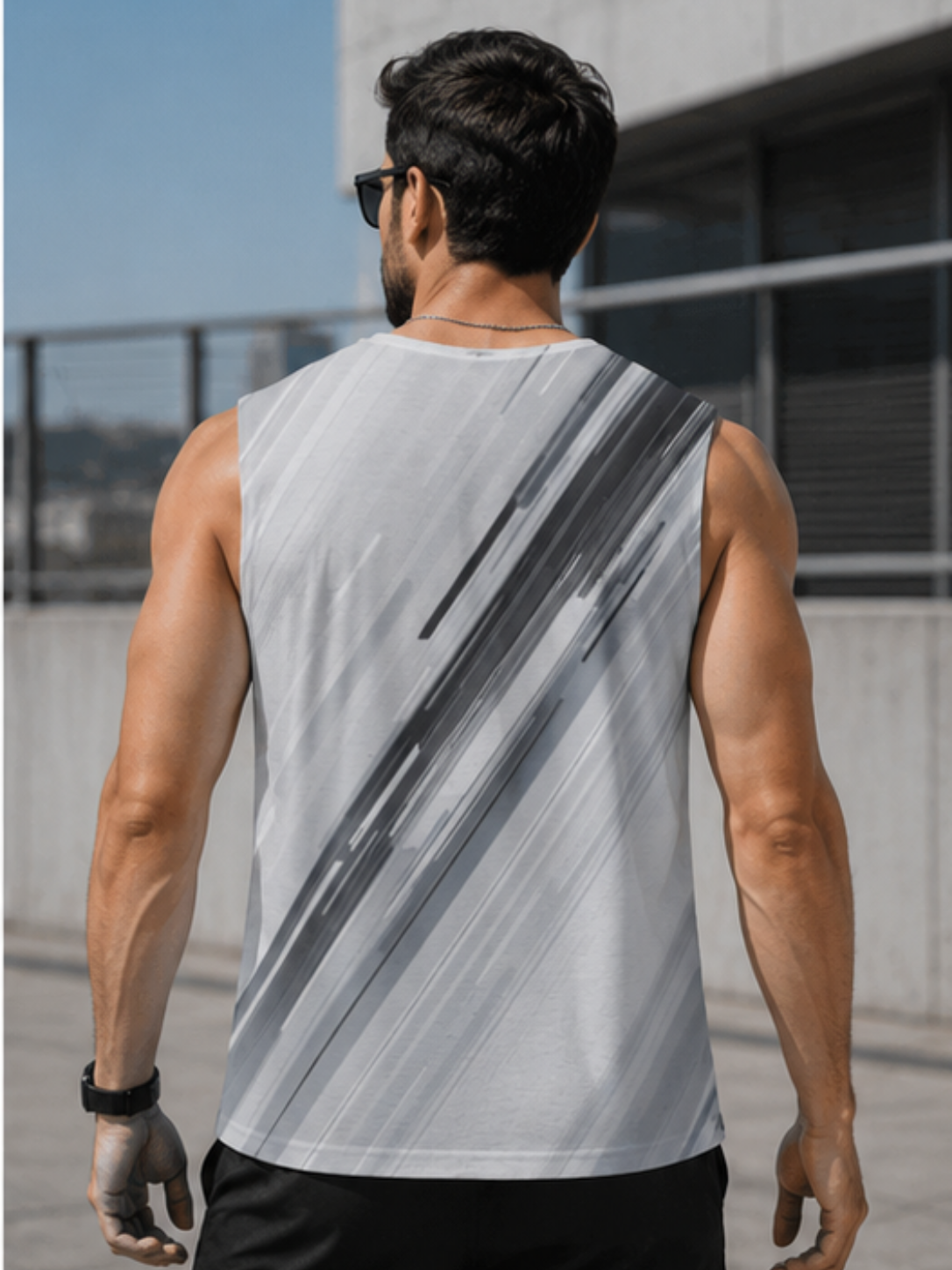 MAAKO Silver Streak AOP Men's Sleeveless T-Shirt - Image 2