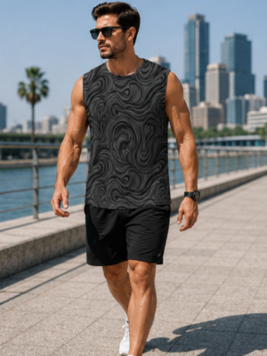 MAAKO Midnight Flow AOP Men's Sleeveless T-Shirt