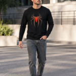 Shadow Spider Graphic Full Sleeve T-Shirt – Premium Cotton Hero Edition - Black