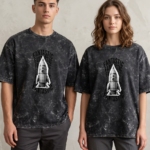 Cosmic Voyage Acid Wash Oversized Tee - Black