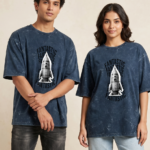 Cosmic Voyage Acid Wash Oversized Tee - Blue