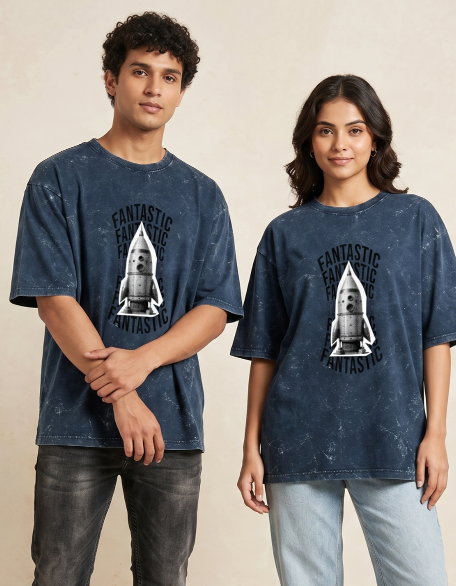Cosmic Voyage Acid Wash Oversized Tee