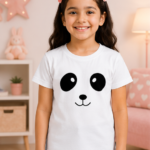 Panda Pop Girls Crew Neck T-Shirt - White
