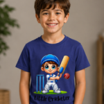 Little Cricketer Crew Neck T-Shirt - Dark Blue