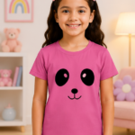 Panda Pop Girls Crew Neck T-Shirt - Light Baby Pink