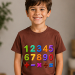 Little Genius Numbers Crew Neck T-Shirt - Maroon