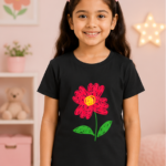 Bloom Pop Girls Crew Neck T-Shirt - Black