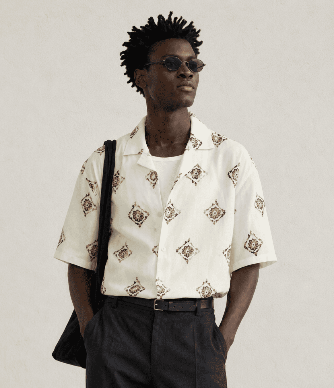 Men's Cream Printed Relaxed Fit Shirt – Premium Casual Shirt - Image 3